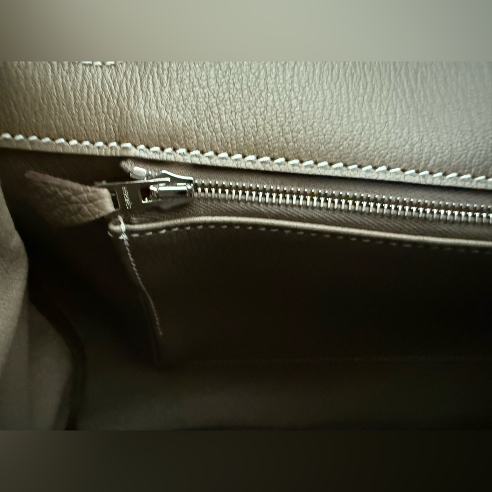 NEW Hermes Birkin 35 Ètoupe Togo Leather bag with Palladium Hardware,stampW 2024 - Picture 15 of 17